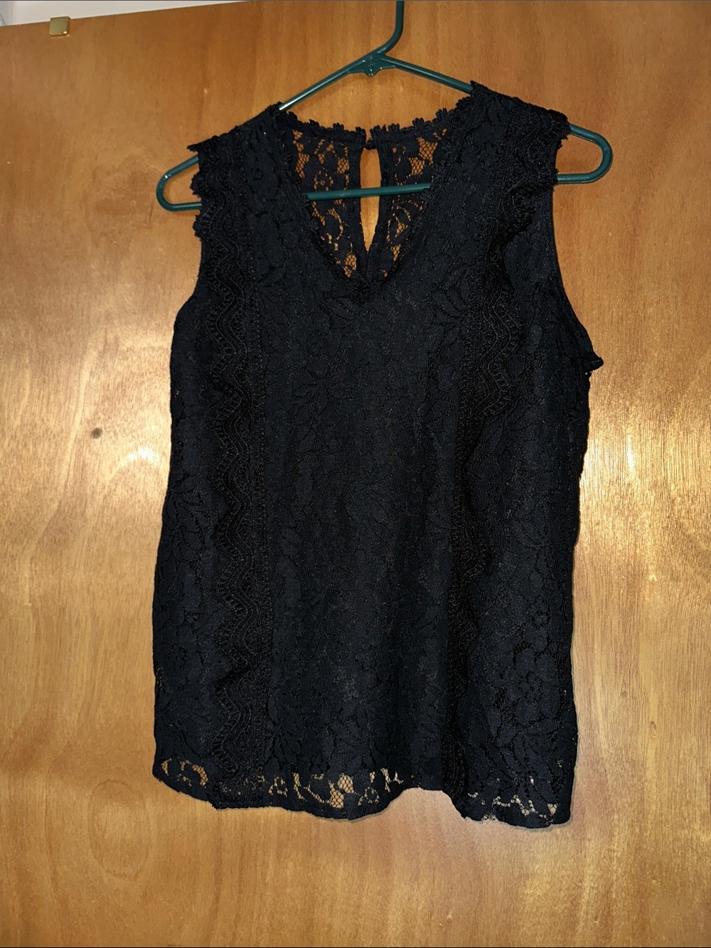 Black Lace Sleeveless V-Neck Blouse